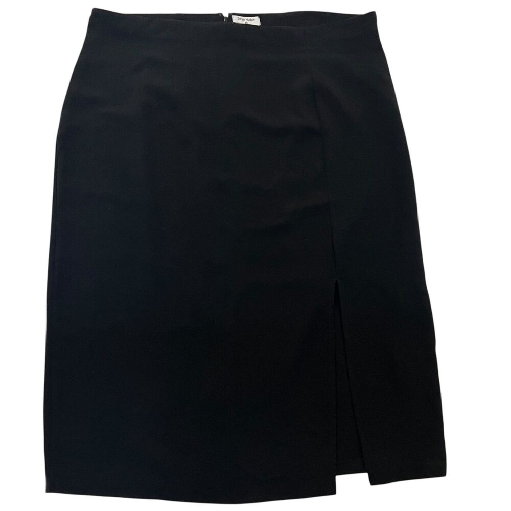 Sergio Hudson Pleated Black Split Skirt Womens Size 2X
